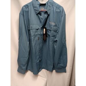 Dri Duck NEW Sz XL Blue Button Shirt Roll Tab Power Move UPF50‎ Vented